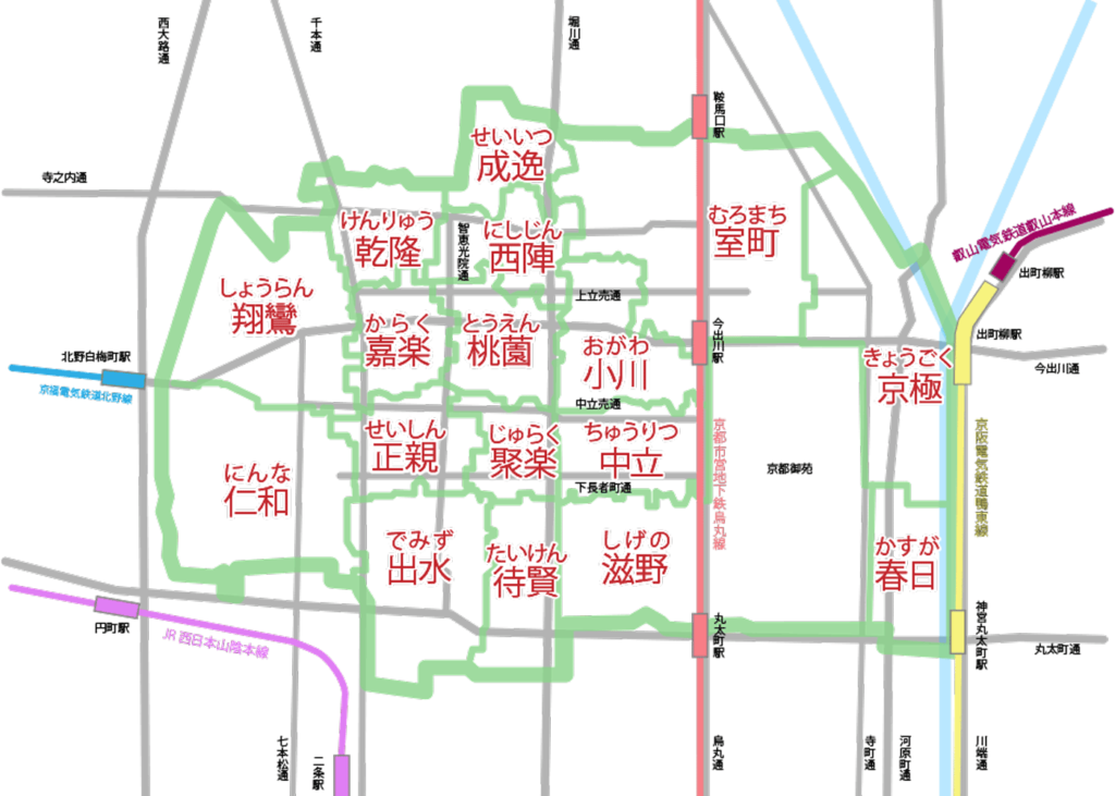 上京区の学区マップ